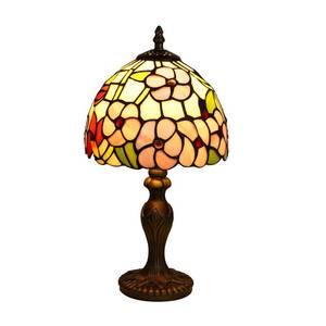lot 59715 image: FUMAT Tiffany Small Table Lamp 3 Color Temperatures Plum Blossom Flower Stained Glass Table Lamps for Living Room Bedroom Bedside Nightstand Home Office Desk Light WLED Bulb 8X8X15Inch - Retail $75