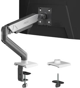 lot 59719 image: AOC Monitor Mount, Adjustable Single Monitor Arm for 17-32 Inch Screens, Fits 4.4 19.8lbs, Cable Management, VESA 75x75100x100, C-Clamp & Grommet Base - Retail $50