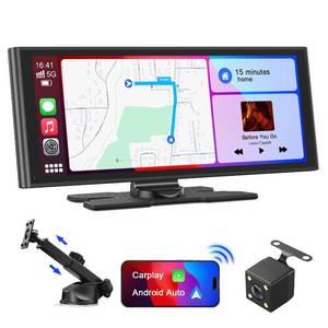 lot 59720 image: Avylet 9.26 Portable Carplay Screen for Car with Wireless Apple Car Play & Android Auto Touch Screen, OTA Upgrade, Backup Camera, Voice Control, GPS Navigation, Mirror Link, Bluetooth 5.0, FM, AUX - Retail $85