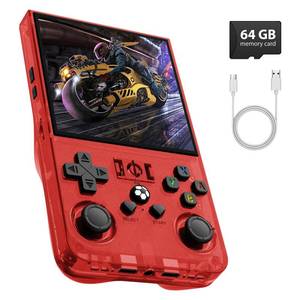lot 59728 image: R36MAX Retro Gaming Console, 4.0 Inch Handheld Game Console with 64GB Classic Video Games Inchluded,Support 30 Simulators,Hand Held Game Console for Christmas (Red) - Retail $70
