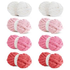 lot 59730 image: HOMBYS 8 Pack Assorted Chunky Yarn for Crocheting,Super Bulky Large Soft Fluffy Yarn,Plush Fuzzy Yarn,Thick Chenille Yarn for Hand KnittingArm Knitting,Red Gradient(27yds,8 oz Each Skein) - Retail $40