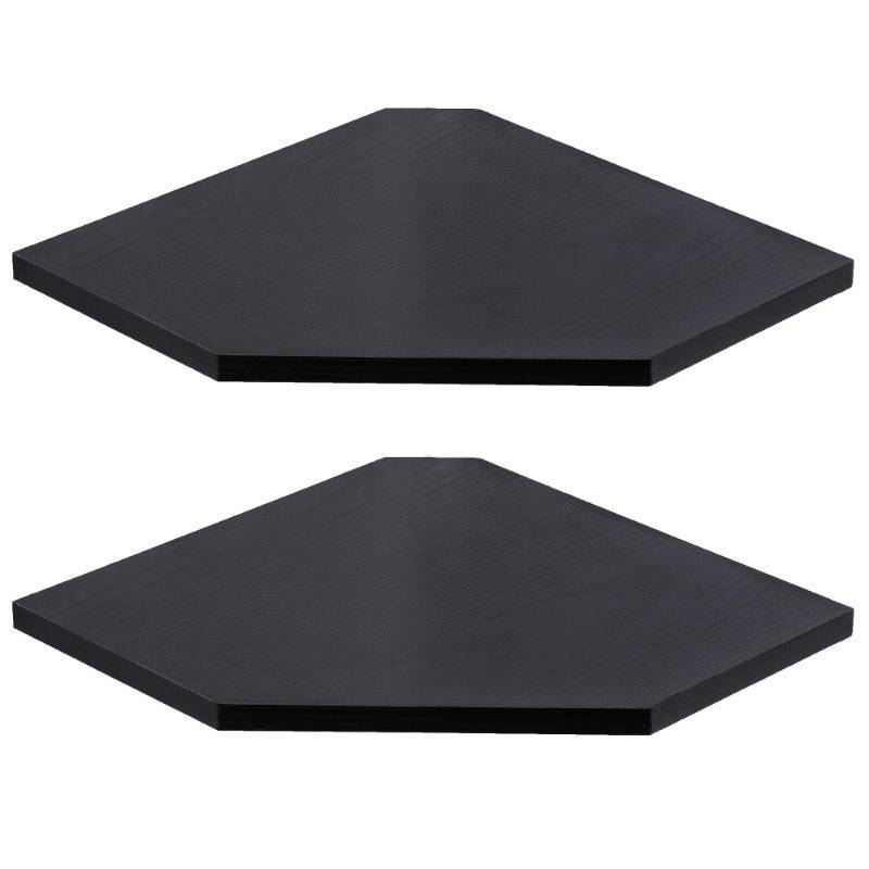 lot 26307 image: Fun Memories Corner Shelf Wall Mount, Floating Corner Shelves, Set of 2 Corner Wall Shelf Organizer, Rustic Wood Wall Storage Display Shelves for Living Room Bedroom Bathroom Kitchen, Classic Black - Retail $20