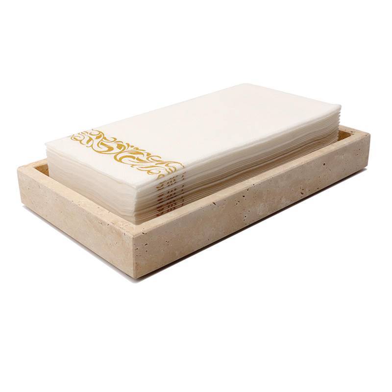 lot 26338 image: Shonmogar Natural Travertine Guest Towel Holder, Stone Napkin Holder for Bathroom,Gorgeous Bathroom Napkin Holder Tray, Stylish Guest Towel Holder Tray for Bathroom Toilet Dining Table, Beige - Retail $34