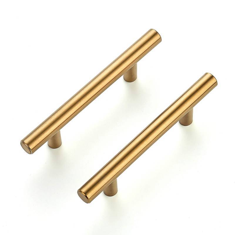 lot 32458 image: Ravinte 1 Pack 5 Inch Cabinet Pulls Brushed Brass Stainless Steel Kitchen Drawer Pulls Cabinet Handles 5 Length, 3 Hole Center - Retail $8
