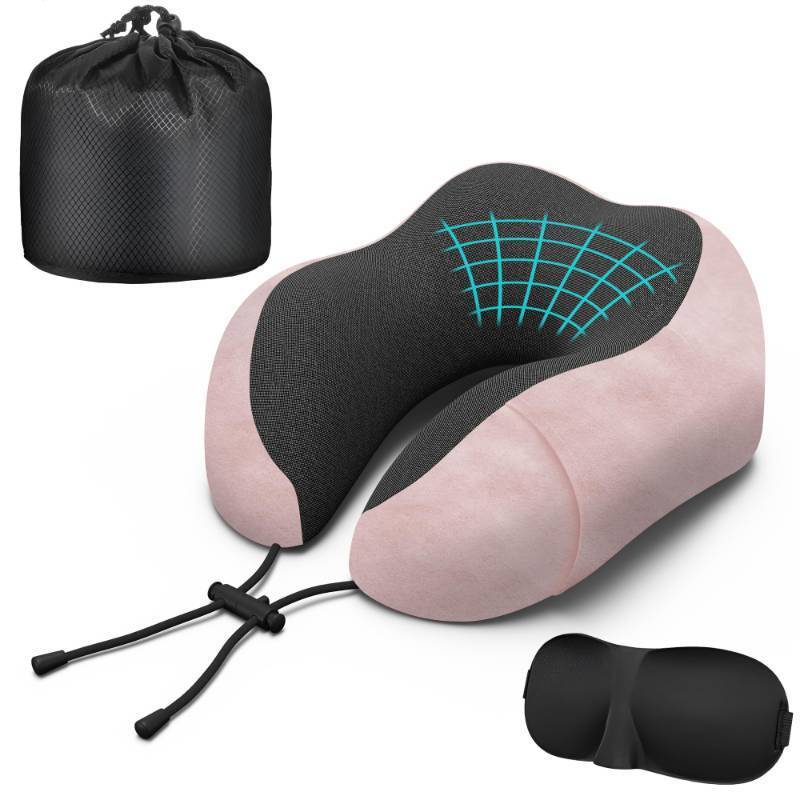lot 32463 image: Phent zari Neck Travel Pillow, Upgraded Memory Foam Pillow for Airplane, Machine Washable, Adjustable Flight Pillow, Suitable for Sleeping Airplane, Car, Office and Home (Pink) - Retail $14