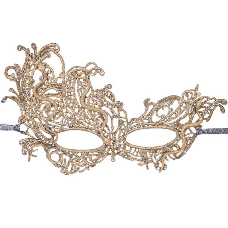 lot 32468 image: Zinniday Gold Lace Masquerade Mask - 2026 Meduasa Snake Mask with Shiny Rhinestone for Women Men Couples, Venetian Eyemask for Gatsby Halloween Renaissance Festival Party Carnival Evening Prom Ball - Retail $10
