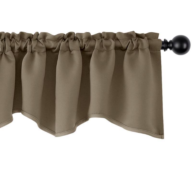 lot 51009 image: Deconovo Valances for Windows, Kitchen Valance for Living Room Bedroom Cafe Office, Scalloped Room Darkeing Small Curtain, Window Topper, Rod Pocket, Machine Washable, 52x18 Inch, 1 Panel, Khaki - Retail $22