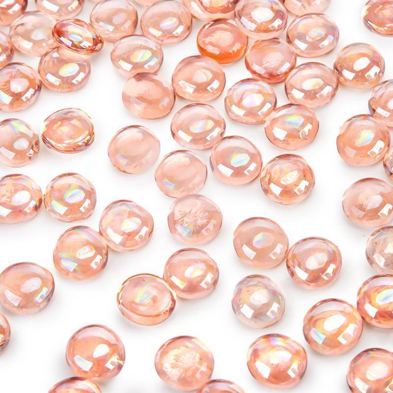 lot 51042 image: DomeStar 1LB Flat Glass Marbles, Champagne Decorative Marbles for Vases Aquarium Pebbles Fish Tank Rocks Vase Fillers DIY Crafts Table Scatter Decor - Retail $8