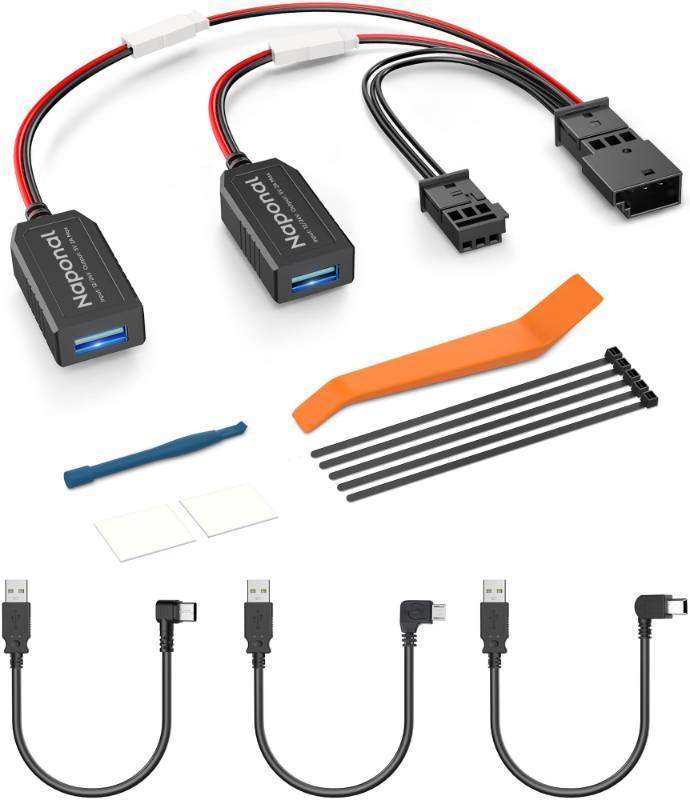 lot 59334 image: Naponal GPS Dash Cam Power Adapter,(3Pin Type C Connector) Mirror Camera Radar Charger Station GPS Dashcam Charger Cable for Select Chrysler Pacifica, Dodge Challenger, Connects to Rainfall Sensor - Retail $35