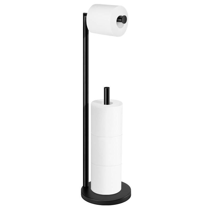 lot 59335 image: Toilet Paper Holder Stand, Toilet Paper Stand Black, Free Standing Toilet Paper Holder, Toilet Paper with Storage by Bathth - Retail $14
