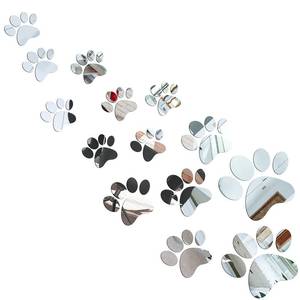 lot 40587 image: Tenare  Dog Paw Print Mirror Stickers Paw Prints Acrylic Mirror Wall Sticker Removable Dog Pup Wall Decors for Bathroom Living Room Bedroom Art Nursery Kids Children Home Decor-3 Sizes(Silver) - Retail $7