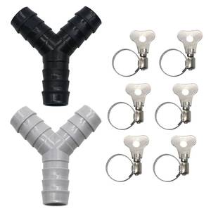 lot 40592 image: FUATY 2 Pcs Universal Y-Shaped Washing Machine Hose Splitter, Plastic Three-Way Adapter for Split Pipe Connection, Drain Connector with Hose Clamps, Suitable for Kitchen Bathrooms and Balconies - Retail $8