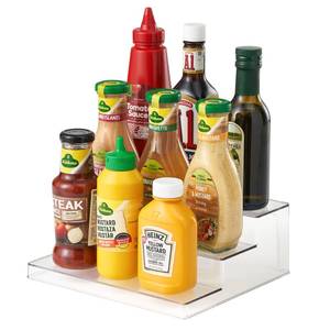 lot 40593 image: vacane Clear Spice Rack, 3 Tiered Shelf Spice Organizer for Cabinet, Spice Shelf and Jar Organizers Make Up Organization Great for Pantry, Bathroom, Kitchen, Bedroom, Office - Retail $15