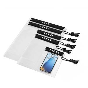 lot 40599 image: HEETA 5-Pack Clear Waterproof Dry Bag Pouch, Water Tight Cases Dry Bags Document Holder for Camera Mobile Phone Maps, Kayaking Boating (Black) - Retail $14