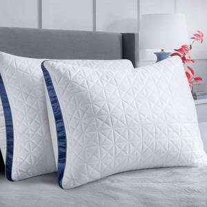 lot 49592 image: Slybear Pillows Queen Size Set of 2, Queen Pillows 2 Pack, Cooling Hotel Luxury Pillow for Bed Sleeping, Supportive Breathable Down Alternative Gusseted Pillow for Side Stomach or Back Sleepers - Retail $40