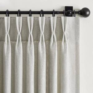 lot 49595 image: Drapenova Extra Long Semi Sheer Grey Beige Linen Curtains 108 Inches (9 FT) 2 Panels for Bedroom,Linen Textured Rustic Curtains with Hooks,Light Filtering & Acoustic for Living Room Large Window - Retail $60