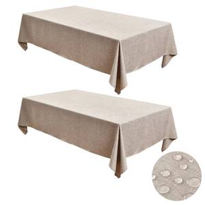 lot 49605 image: Fitable 2 Pack Faux Linen Rectangle Tablecloths Waterproof Stain Resistant Wrinkle Free Textured Table Cloth, Washable Burlap Fabric Table Cover for Kitchen Dining Party, 52x70 Inch, Nature - Retail $12