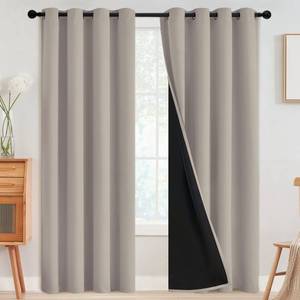 lot 49611 image: SimpleHome 100% Blackout Curtains for Bedroom,Thermal Insulated Natural Grommet Window Drapes Room Darkening Curtains for Living Room with Black Back,52 x 84 Inch,2 Panels - Retail $36