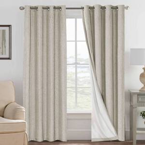 lot 49612 image: H.VERSAILTEX 100% Blackout Curtains for Bedroom Thermal Insulated Linen Textured Curtains Heat and Full Light Blocking Drapes Living Room Curtains 2 Panel Sets, Cobblestone, 52x108 Inch - Retail $52