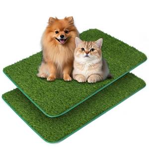 lot 49623 image: Micnaron 2-Pack Artificial Grass Pet Pads, 28x18 Inch Washable Dog Pee Pads with Non-Slip TPR Backing, Realistic Puppy Potty Training Mat for SmallMedium Dogs Cats Indoor Outdoor Use