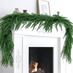 lot 49624 image: Artificial Norfolk Pine Garlands, Winter Christmas Garland, Real Touch Pine Garland, Green Faux Greenery Garland for Table, Mantle, Wall, front doors, Indoor, Outdoor, Christmas Decorations 1 piece 6ft