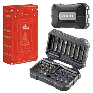 lot 49627 image: Saker 42-in-1 Magnetic Screwdriver Set for Christmas Gifts, Screwdriver Kit with T Handle & Storage Case, Gifts for Men, DIY, Furniture, Computer, and Bicycle Repair, Grey - Retail $40