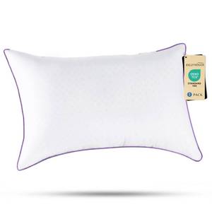 lot 49646 image: JOLLYVOGUE Pillows Standard Size Set of 1, Washable Supportive Single Bed Pillow with Super Soft Down Alternative Fill, Luxury Fluffy Hotel Quality for Side, Back, and Stomach Sleepers - Retail $17