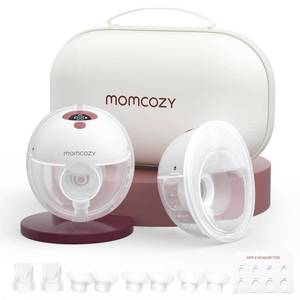 lot 49658 image: Momcozy M5 Hands-Free Wearable Breast Pump, Double-Sealed Flange for Baby-Like Comfort, 3 Modes & 9 Suction Levels, Portable Electric Pump 24mm, 2-Pack Cozy Red - Retail $200