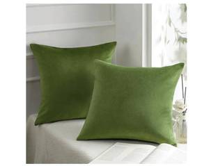 lot 51452 image: Phantoscope Pack of 4Velvet Decorative Throw Decorative Pillow Cover Soft Solid Square Cushion Case for Couch Green 18 x 18 inches 45 x 45 cm