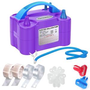 lot 51456 image: Growsun Balloons Pump Kit Electric Balloon Garland Arch Kit Air Blower Inflator for Party Decoration wBallons Tape Strip, Purple - Retail $19
