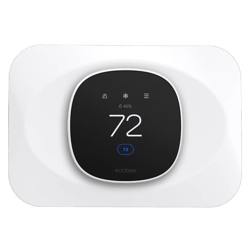 lot 32630 image: Wall Plate Cover Compatible with New 2025 Ecobee Smart Thermostat Essential, Practical Ecobee Thermostat Trim Kit, Programmable WiFi Thermostat Accessory (1, Pure White) - Retail $10