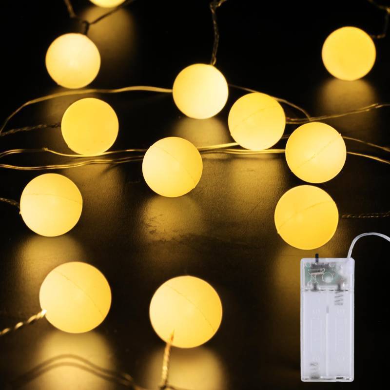 lot 40061 image: Lomotech Battery Operated Christmas Lights - 2 Pack Total 13ft 40LEDs Battery Ball Lights with Timer for Home, Garden, Party, Holiday, Tree Decoration (Warm White)