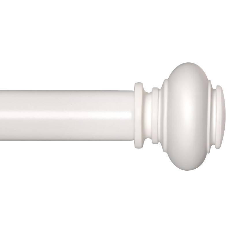 lot 49276 image: SIMEWIN White Curtain Rods for Windows 28 to 48 Inches Adjustable Decorative 1 Inch Diameter Single Window Curtain Rod Set with Classic Finials, White Finishing - Retail $23