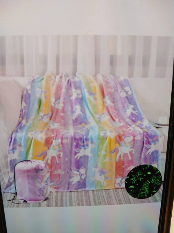 lot 20779 image: Glow In The Dark Unicorn Blanket 50 x 60in