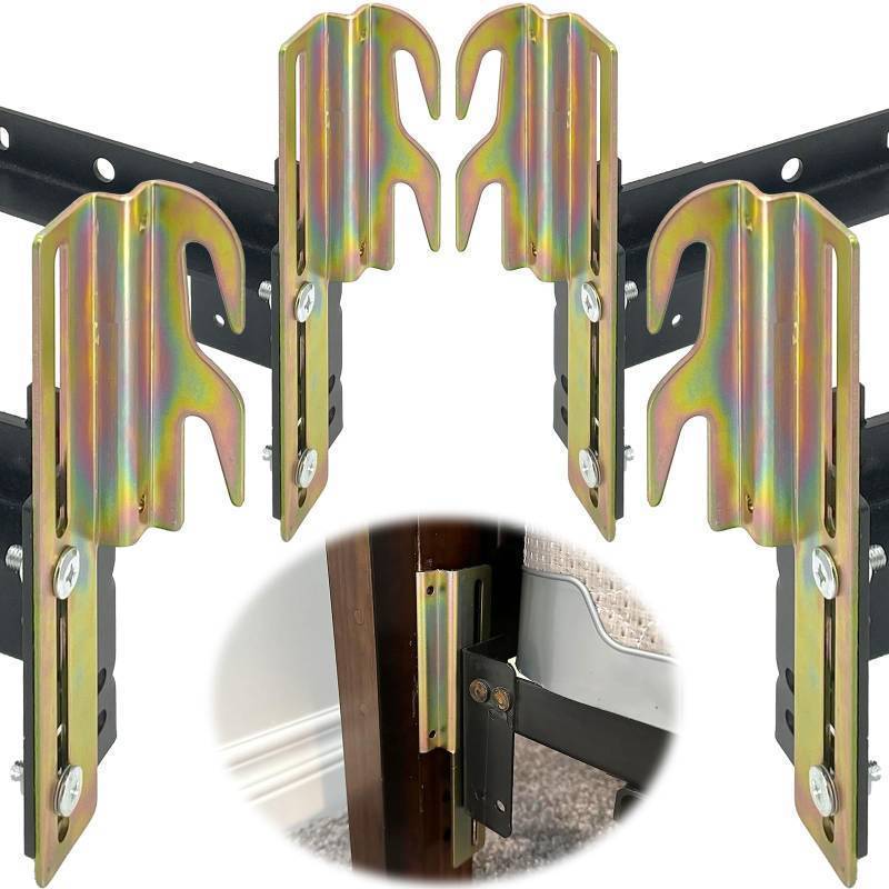 lot 25789 image: 4Pcs 711 Hook Conversion Brackets with Hardware, Headboard Hook Set, Bed Frame Brackets Adapter - Retail $20