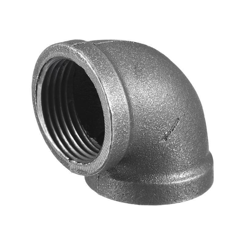 lot 32558 image: uxcell 1 14(32mm) 90 Degree Malleable Iron Elbow Fitting, Threaded Pipes Fitting Brackets Nipples for Vintage Fixtures DIY Furniture Pipe Plumbing, 3 Pcs - Retail $18