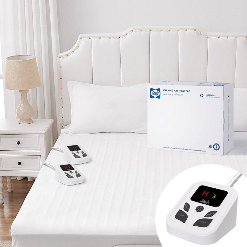 lot 63089 image: Sealy Heated Mattress Pad Queen Size 60x80 Inch with Dual Control 10 Heated Settings  Zone Heating Electric Mattress Pad  Auto Shut Off 1-9 Hours Fit Up to 17 Deep Pocket  Machine Washable - Retail $81