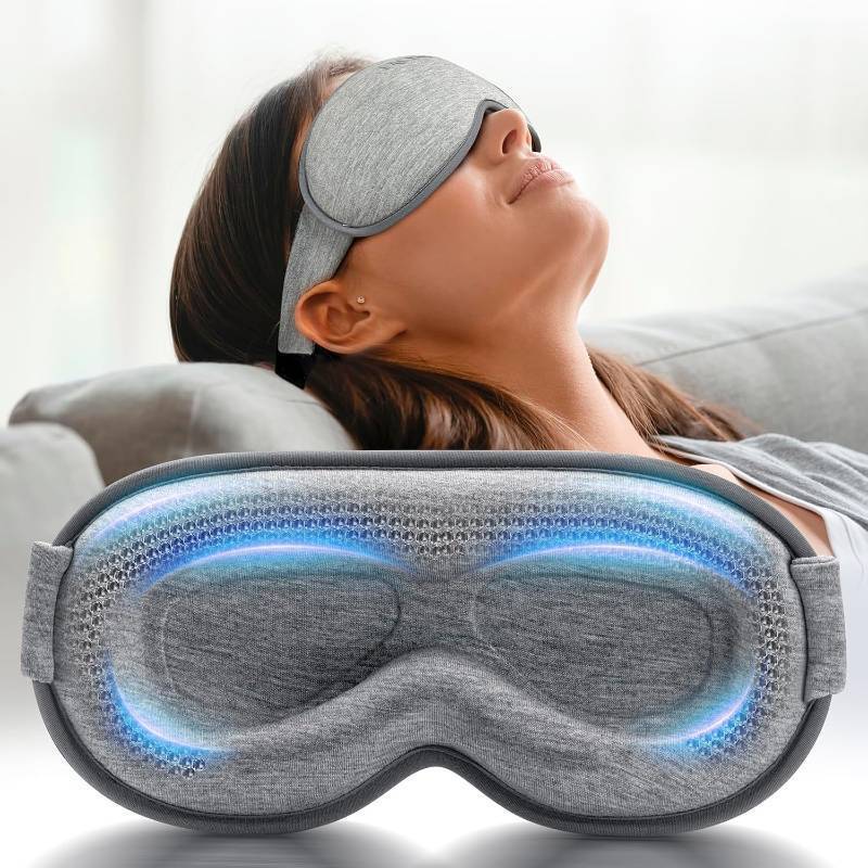 lot 32742 image: Weighted Eye Mask for Sleeping - Blackout Sleep Mask for Women Men, FACEMOON Lash Extension Eye Covers, Memory Foam, 3D Contoured, Airplane Travel Essentials, Blindfold for Meditation(Gray) - Retail $10
