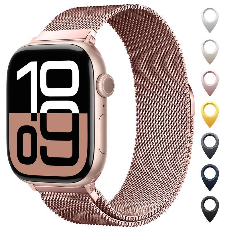 lot 51130 image: Original Stainless Steel Mesh Loop Compatible with Apple Watch 38mm 40mm 41mm 42mm 44mm 45mm 46mm 49mm Women Men, Magnetic Clasp Replacement for iWatch Bands Series 11 10 9 8 7 6 5 4 Ultra SE 3 2 1 - Retail $15