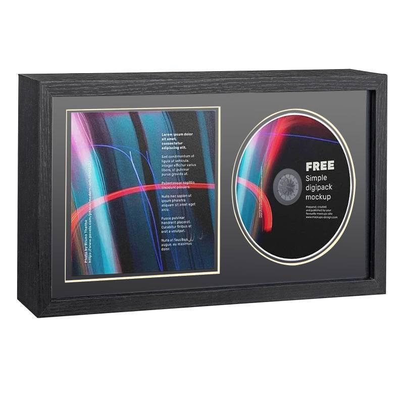 lot 59439 image: Sruchy CD Display Frame 13x7 Inch, Shatter-Resistant Solid Wood Case for Signed Discs & Albums, Wall Mount or Tabletop Music Decor with Plexi Glass, Idea Gift for Music Fans (Black) - Retail $17