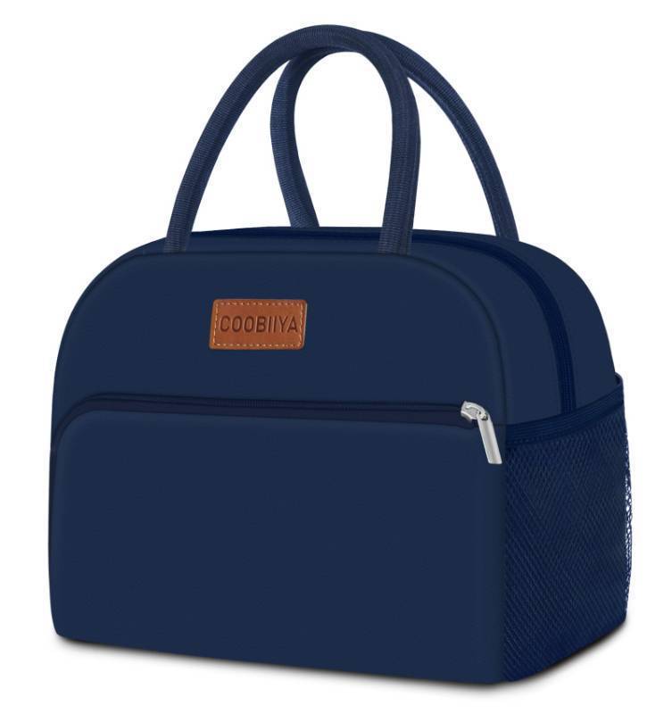 lot 40139 image: Coobiiya Lunch Bag for Men and Women - Navy Blue, Aluminum, 10.8 x 6.3 x 8.85 - Spacious, Lightweight, and Durable - Retail $12