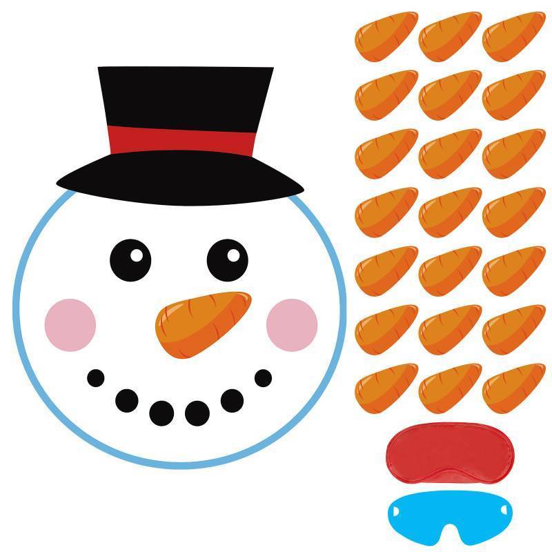 lot 40402 image: Hxezoc Pin The Nose On The Snowman Games with 20 Pcs Nose Stickers, Large Christmas Snowman Games for Kids Christmas Party Decorations Christmas Party Games Supplies no carrots  - Retail $4