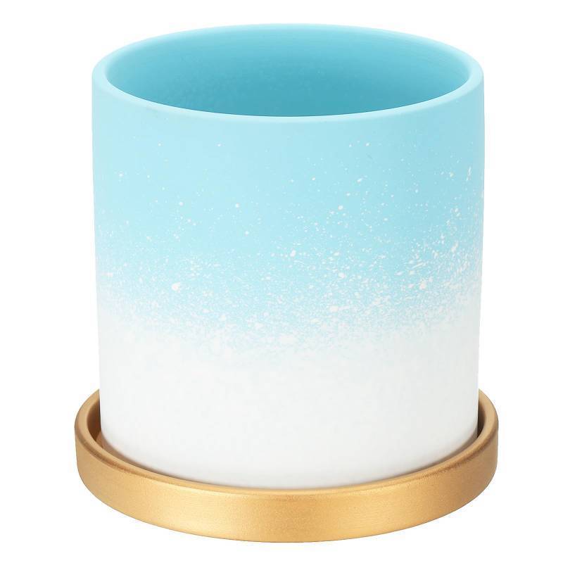 lot 49322 image: PATIKIL 5.12 Inch Ceramic Plant Pots, Modern Flower Planters Gradient with Drainage Holes for Decorate Home Indoor Plants Succulent Herb, Light Blue - Retail $25