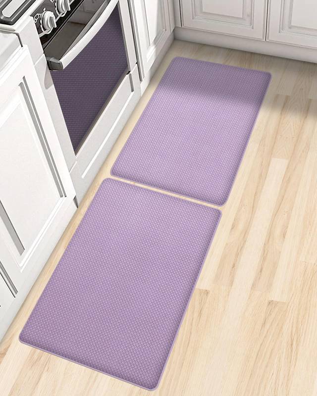 lot 49325 image: AUTODECO Set of 2 Kitchen Mat and Rugs Washable Cushioned Anti-Fatigue Kitchen Rug for Floor 17x29 17x29, Lightpurple
