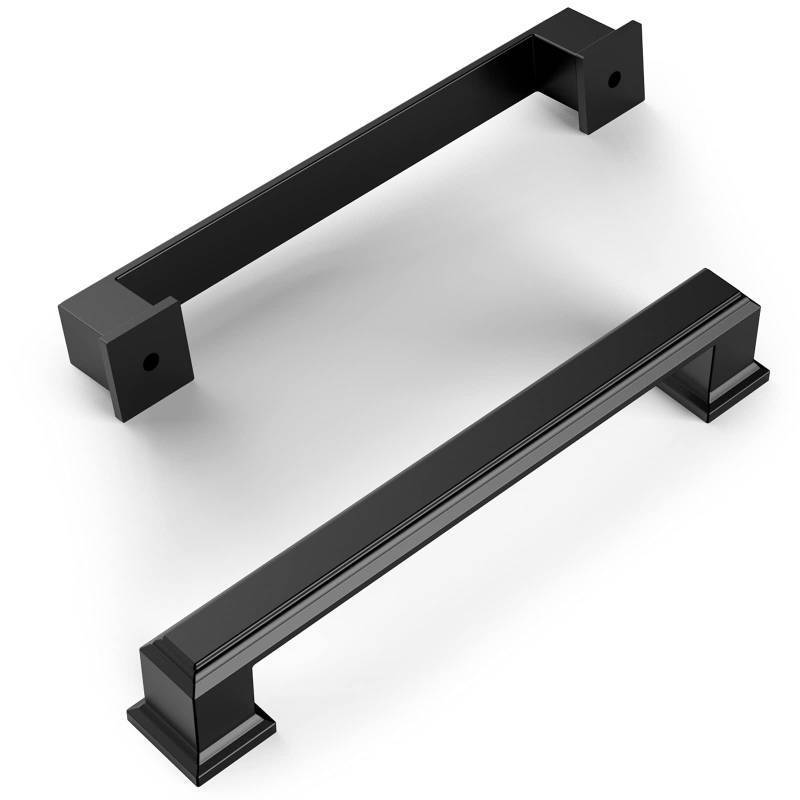 lot 49357 image: Amerdeco 10 Pack Matte Black 5 Inch(128mm) Hole Centers Kitchen Cabinet Pulls Cabinet Hardware Kitchen Handles for Cabinets Cupboard Handles Drawer Pulls - Retail $20