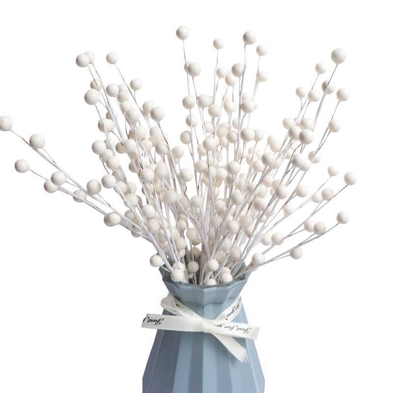 lot 51122 image: 10 Pack Holly Berry Stem Picks, 14.4 Decorative Wire Berries Twig Stem Artificial Sprays for Christmas Tree Branches Fillers Decoration, Holiday Decor, Wreath Garland, Home DIY Crafts (10, White) - Retail $14