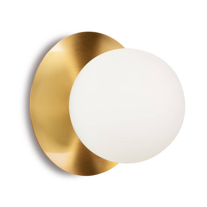 lot 59409 image: Edwarmlux 1 Light Wall Sconce, Mid Century Modern Globe Wall Sconce, Ceiling Light Fixture, Vanity Light Fixture, Indoor Wall Light for Living Room Bedroom Hallway Bathroom Entry (Brushed Gold) - Retail $36