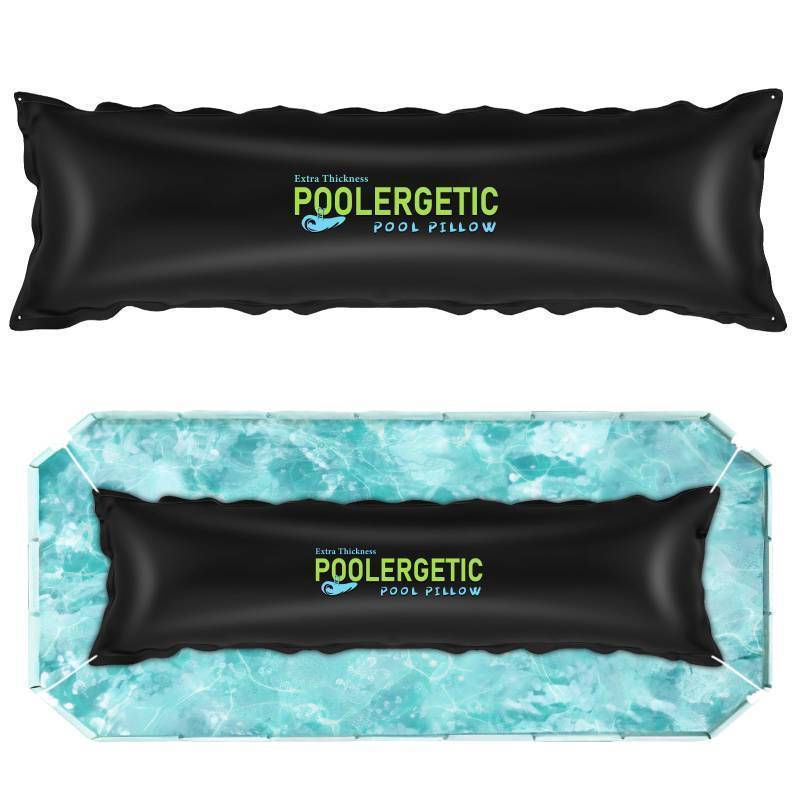 lot 63020 image: Poolergetic 4x15 Ft Pool Pillow for Above Ground Pools, Large Winter Pool Pillow for Winterize Closing, 0.6mm Thick Heavy-Duty Swimming Pool Cover Air Pillow with Cords, Black, 1 Pack - Retail $40