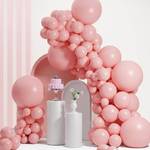Pink Balloon Arch, Double Pink Balloons Different Sizes 18/12/10/5 Inch(Barely Pink) Retail $16.30