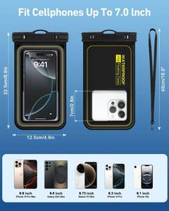 Waterproof Phone Pouch 2 Pack, IP68 Floating Waterproof Phone Case, Up to 8.3 Dry Bag for iPhone 17 16 15 14 13 Pro Max Samsung S25 Ultra S24 S23, Kayak/Beach/Cruise Travel Essentials Black - Retail: $21"